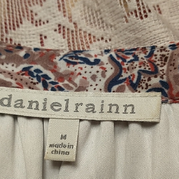 Daniel Rainn Paisley cream blue 3/4 sleeve Tunic Dress size M - Picture 3 of 6